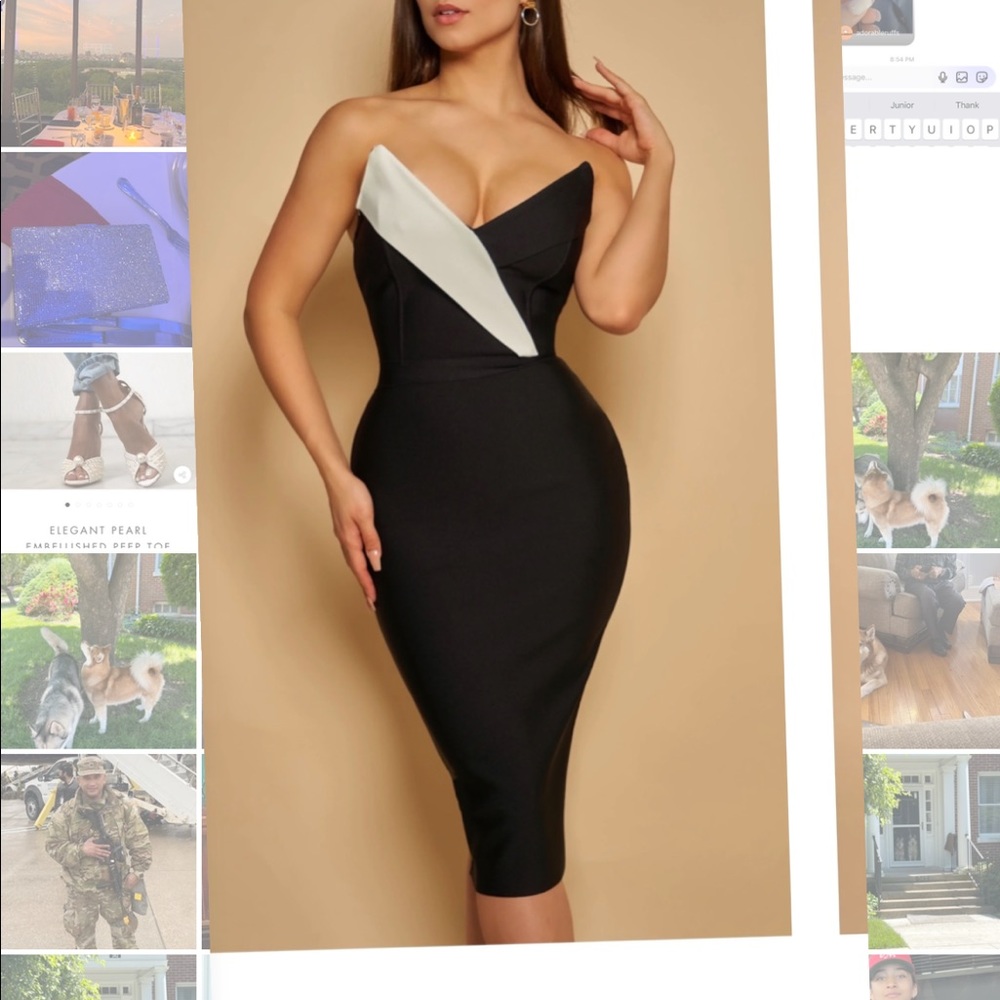 Beautiful tuxedo style midi bandage dress